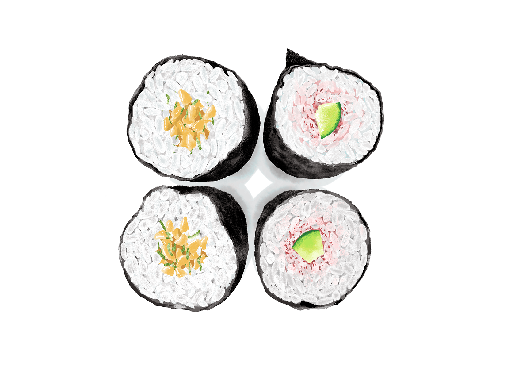 梅きゅうりと納豆巻き